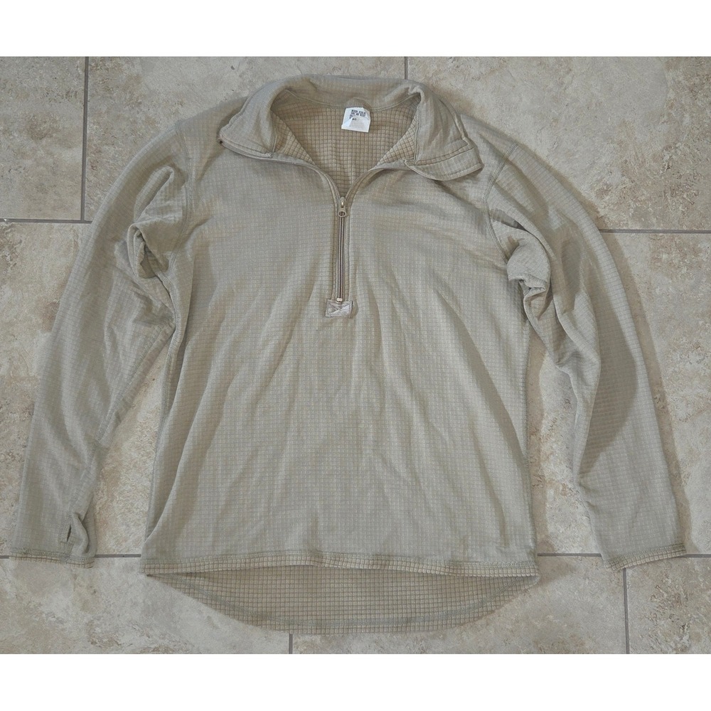 US Military ECWCS Gen III Level 2 Mid Weight Waffle Grid Fleece Shirt Tan Medium